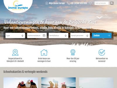 Nieuwe website voor Immo Europe - Koksijde Vakantie