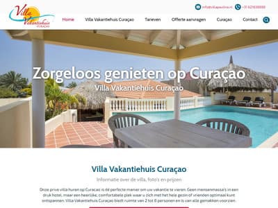 Nieuwe website voor Villa Vakantiehuis Curaçao