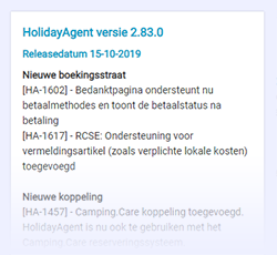 Release notes in de HolidayAgent Admin